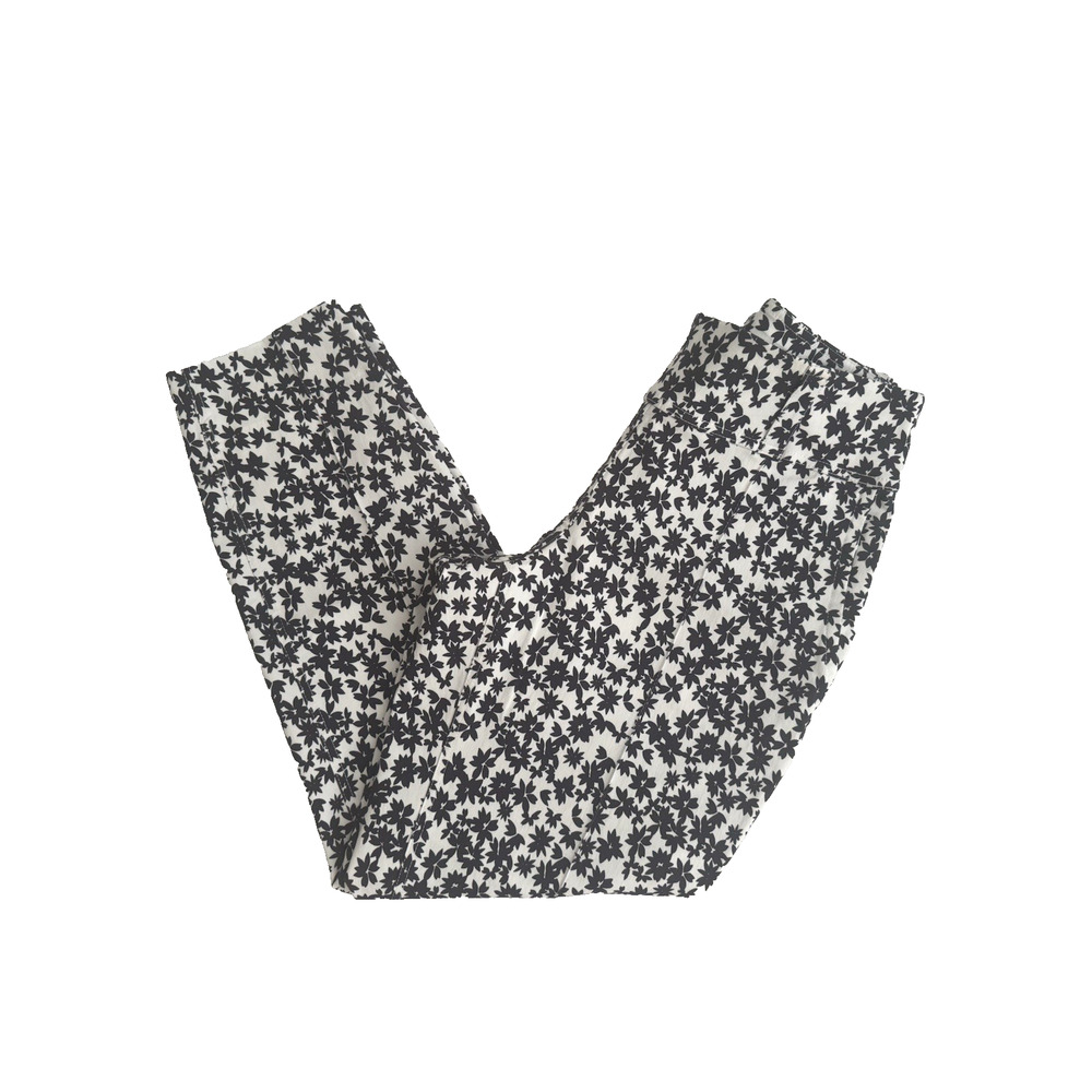 Jofit Golf Pants M Black White Floral Cotton Stretch Pockets Ankle Length